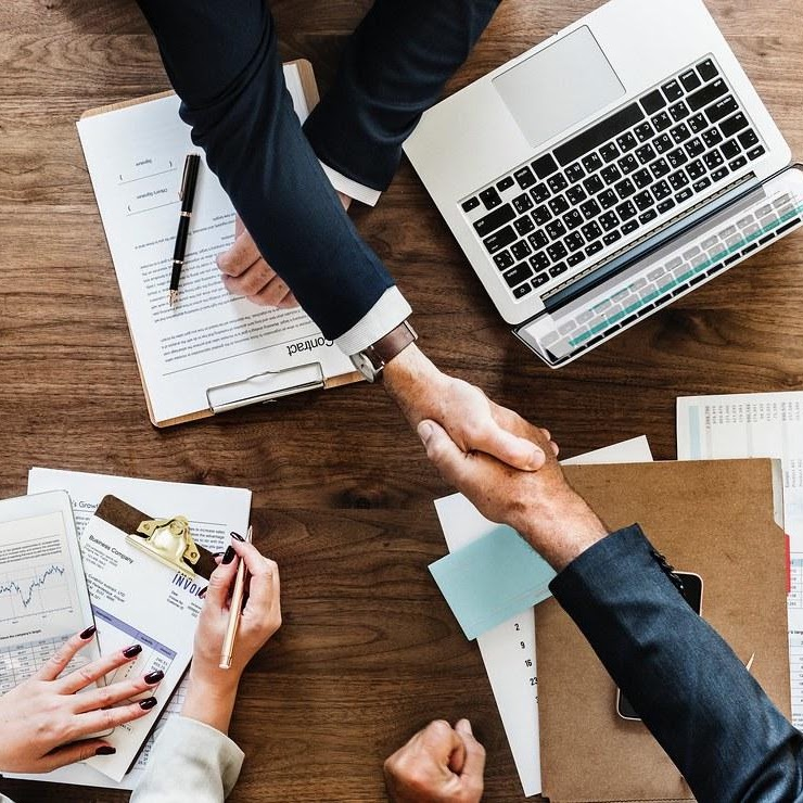 Professionals collaborating at a table