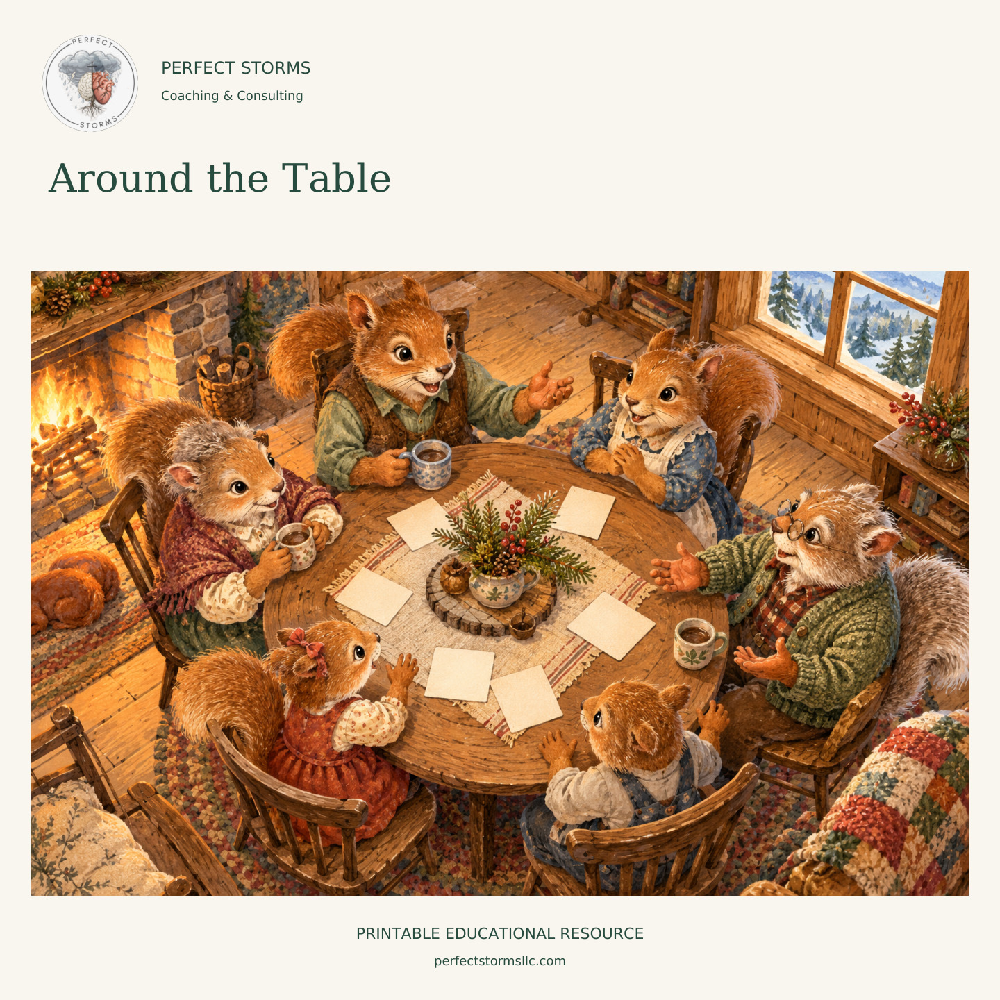 Around the Table woodland product illustration