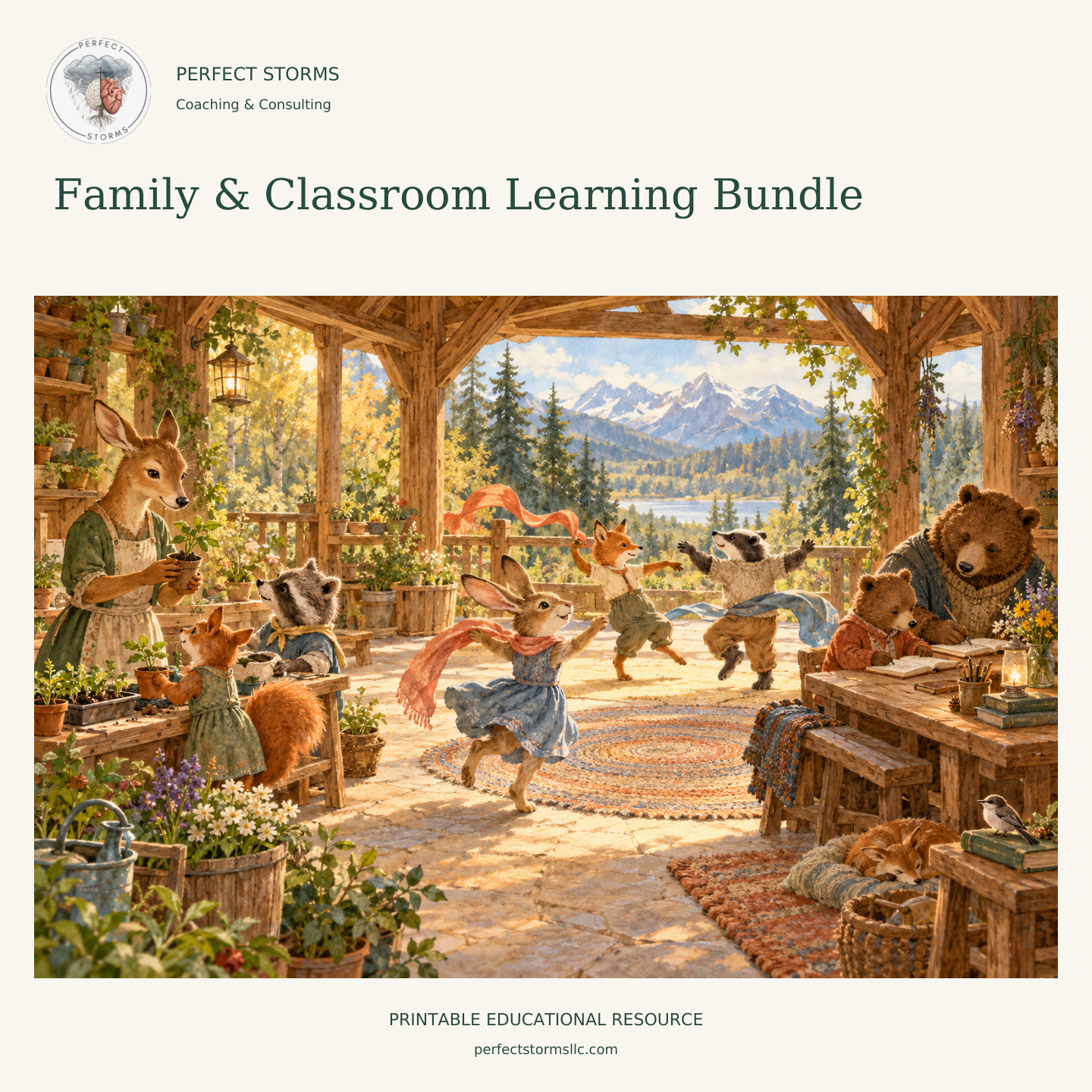 Family and Classroom Learning Bundle woodland illustration