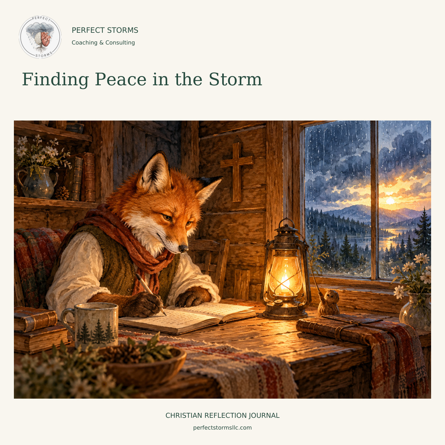 Finding Peace in the Storm woodland product illustration