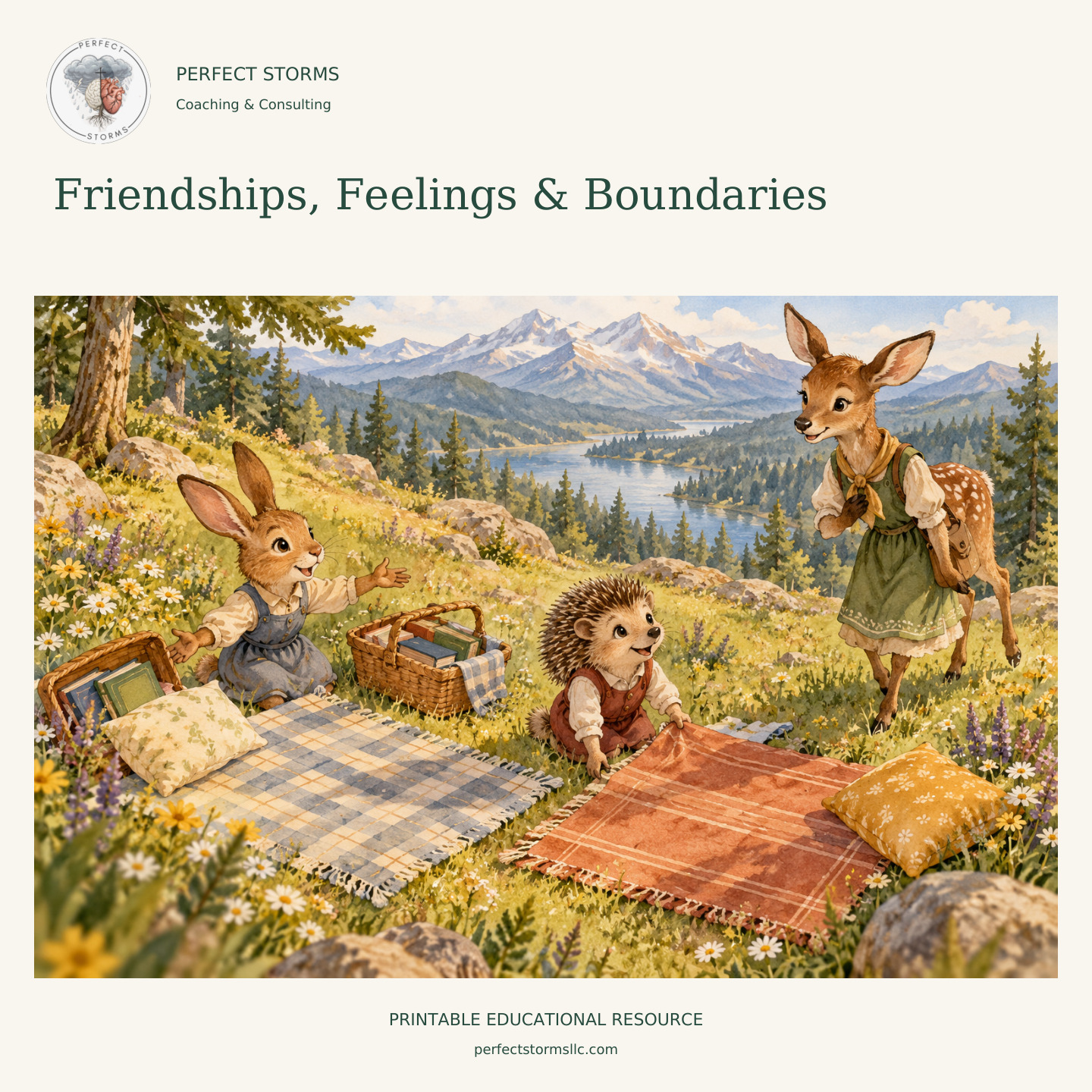 Friendships, Feelings & Boundaries woodland product illustration