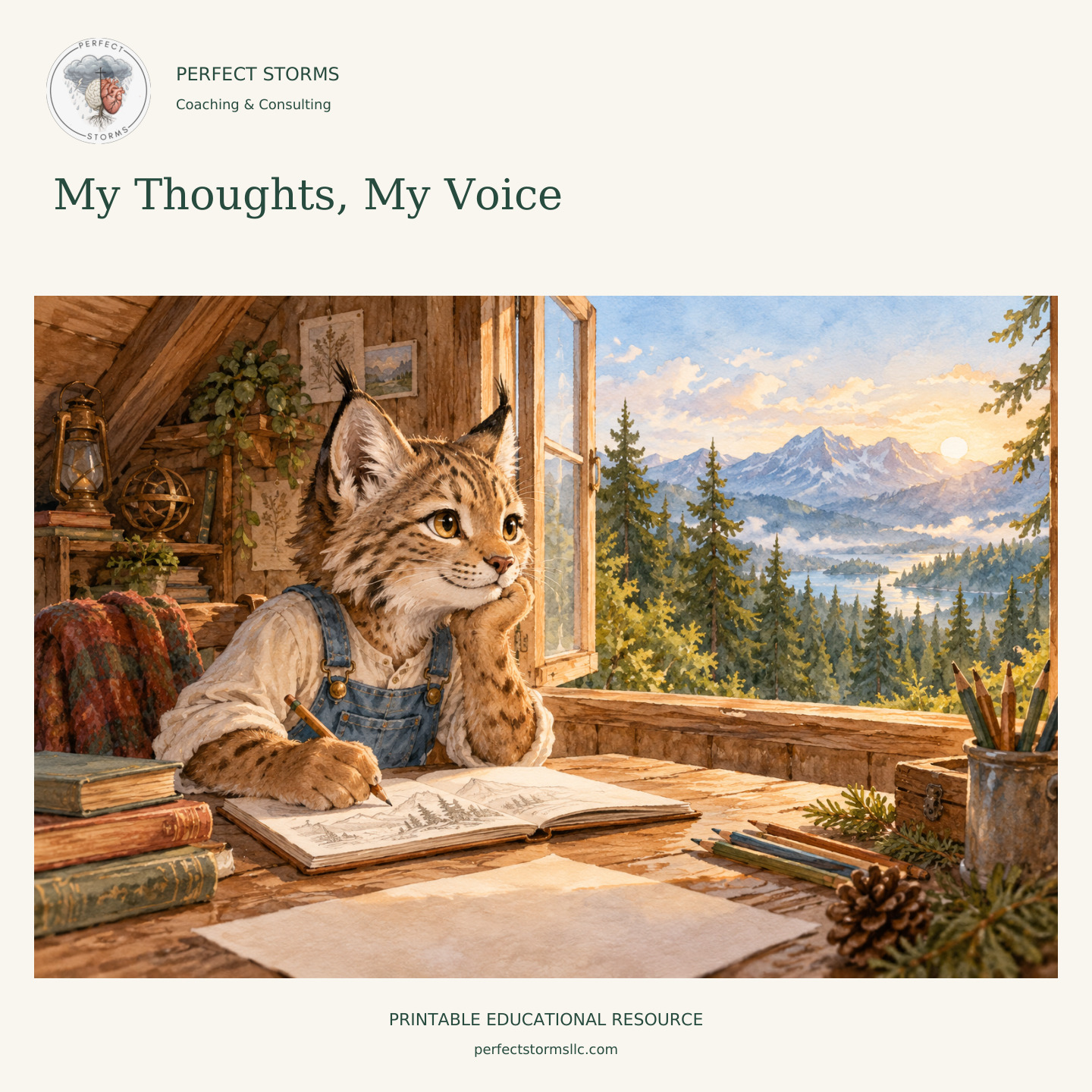 My Thoughts, My Voice woodland product illustration