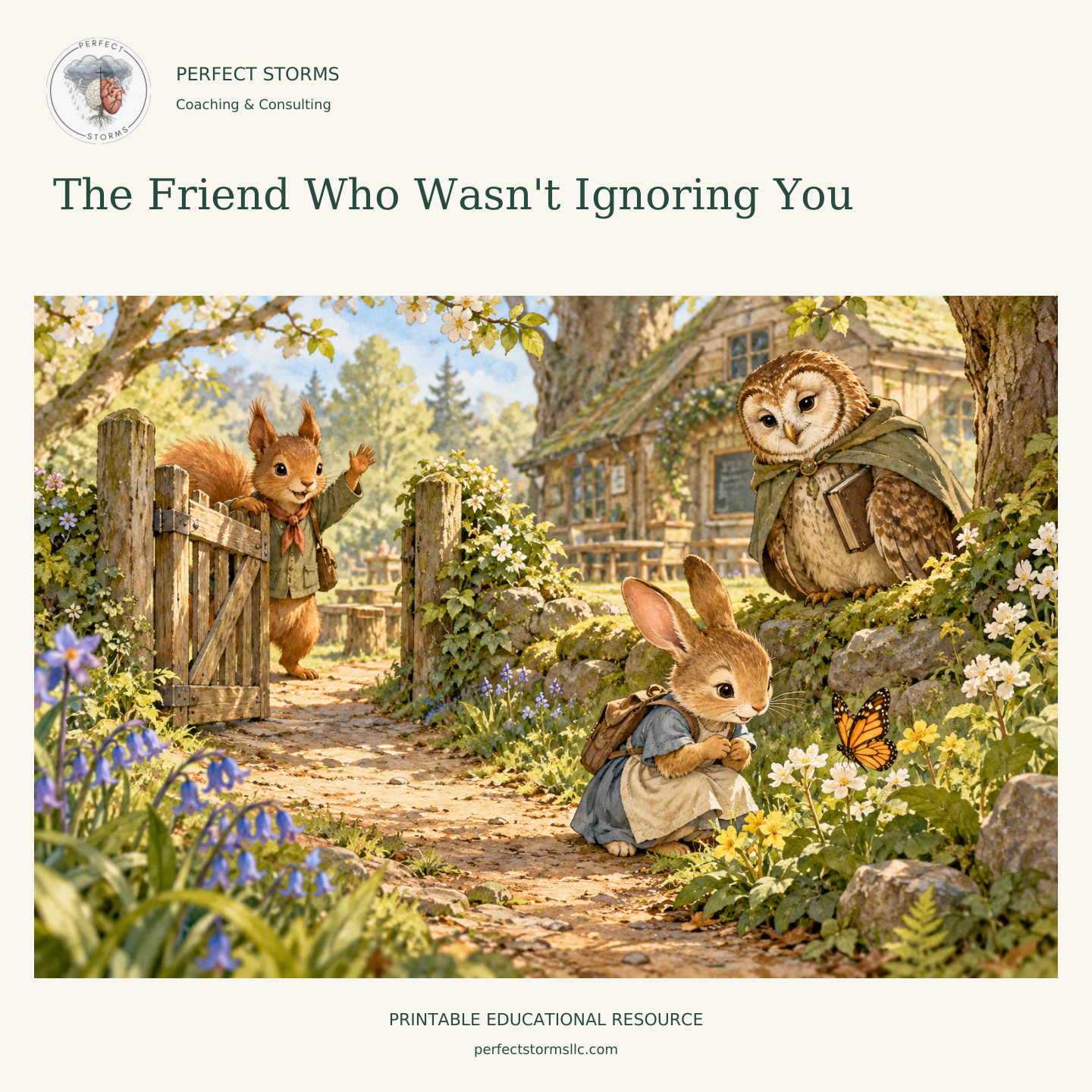 The Friend Who Wasn't Ignoring You woodland product illustration