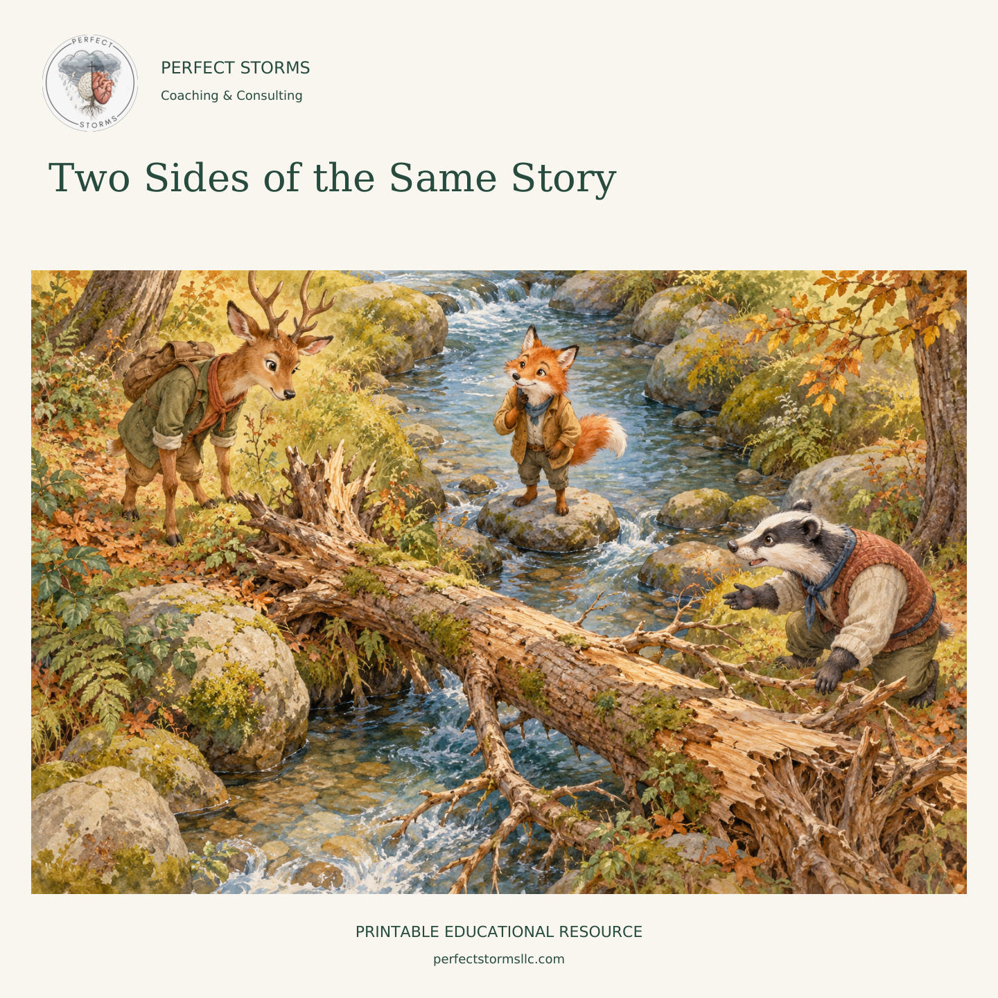 Two Sides of the Same Story woodland product illustration